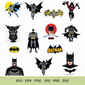 Dark Knight Comic Hero Bat SVG Bundle • Retro Superhero Silhouettes & Masked Avenger Symbols in PNG  for Kids T-shirt • Gift for Him