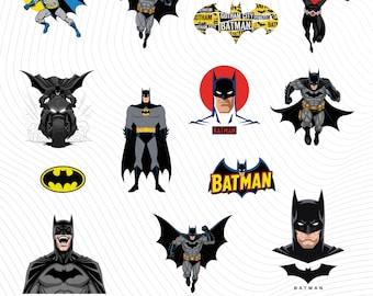 Dark Knight Comic Hero Bat SVG Bundle • Retro Superhero Silhouettes & Masked Avenger Symbols in PNG  for Kids T-shirt • Gift for Him