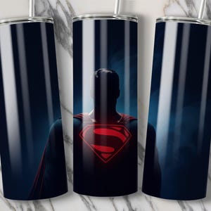 Flying Superhero Tumbler PNG Wrap • Bold Red Cape Superhuman Digital Sublimation • Comic Gift for Him • Action Hero Cup • Cartoon Movie Gift