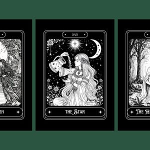 Tarot Card Prints: Moon, Star, High Priestess - Witchy Spiritual Decor (Digital Download)