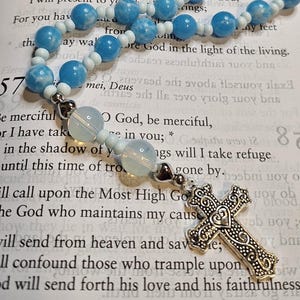 Blue Anglican Rosary, Hearts, Handmade, Christian prayer beads, Episcopal, Lutheran, Protestant, Religious Gift