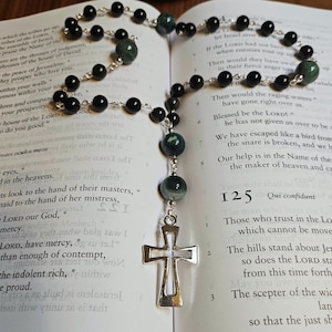 Obsidian Anglican Rosary, Handmade, Christian prayer beads, Episcopal, Lutheran, Protestant, Religious Gift