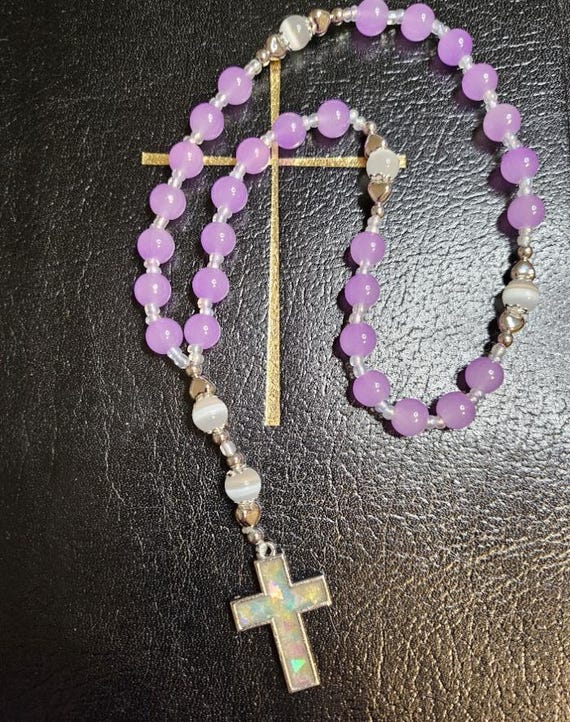 Handmade Purple Anglican Rosary, Christian Prayer Beads, Episcopal