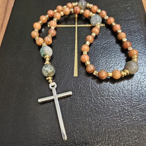 Sandalwood & Agate Anglican Rosary, Handmade, Christian prayer beads, Episcopal, Lutheran, Protestant, Religious Gift