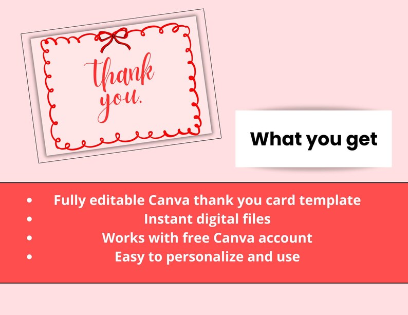 Editable Thank You Card Canva Template | Digital Thank You Card ...