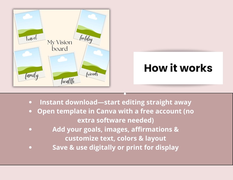 Editable Vision Board Template | Canva Goal Board | Digital Vision ...