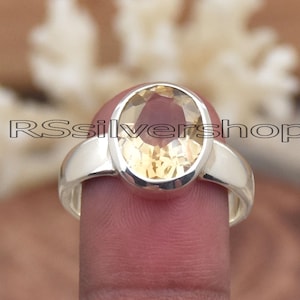 Natural Citrine Ring, 925 Sterling Silver Ring Citrine Silver Ring, Statement Ring, Handmade Ring, Anniversary Gift, Weeding Ring Women Ring