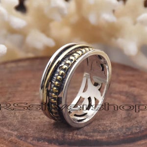 Sterling Silver Spinner Ring: Two-Tone Brass Meditation Band
