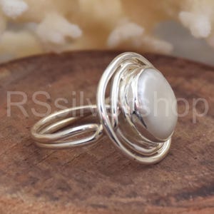 Biwa Pearl Ring: Handmade 925 Sterling Silver Bohemian Ring