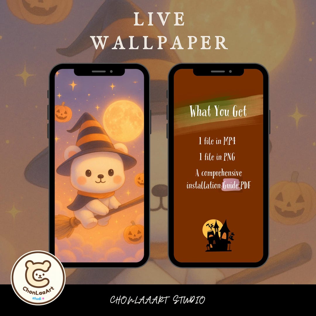 Halloween Live Wallpaper for iPhone | Flying Bear Broomstick Ios