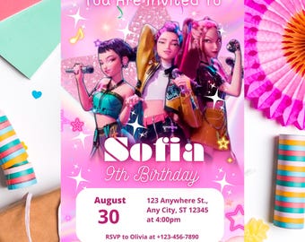 KPOP Demon Hunters Invitation, KPOP Demon Hunters Birthday invitation, EDITABLE K Pop Birthday Invitation, K Pop Warriors Invitation
