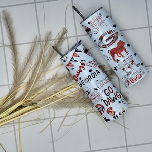 Georgia bulldogs tumbler wrap 20oz Skinny Straight Sublimation Tumbler Png,