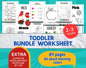 Toddler Learning Worksheet | All about Colors | Preschool Activity | Printable PDF | Age 2-3