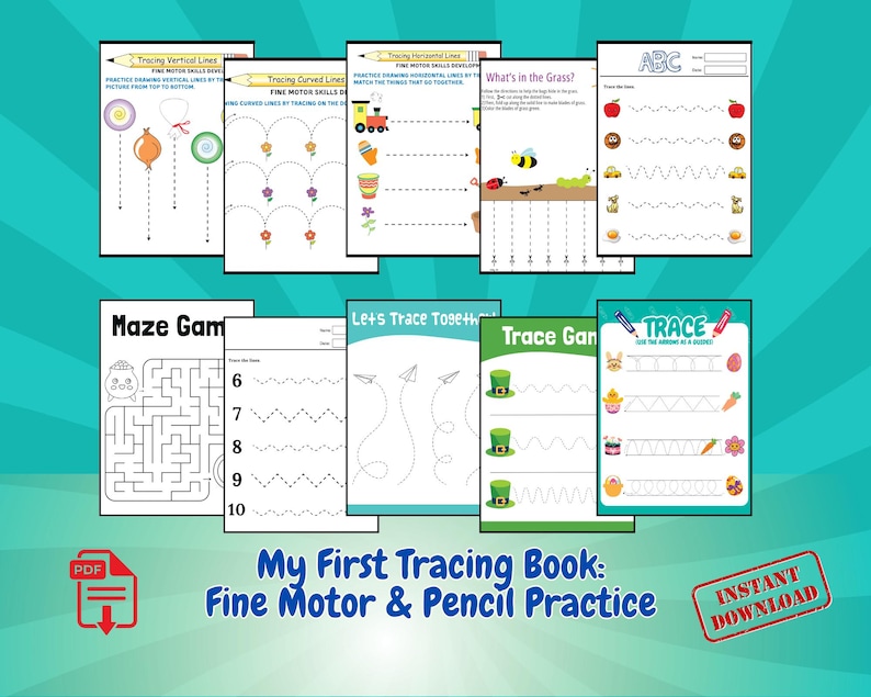 Toddler Tracing Practice Worksheet| Pencil Control and Fine Motor ...