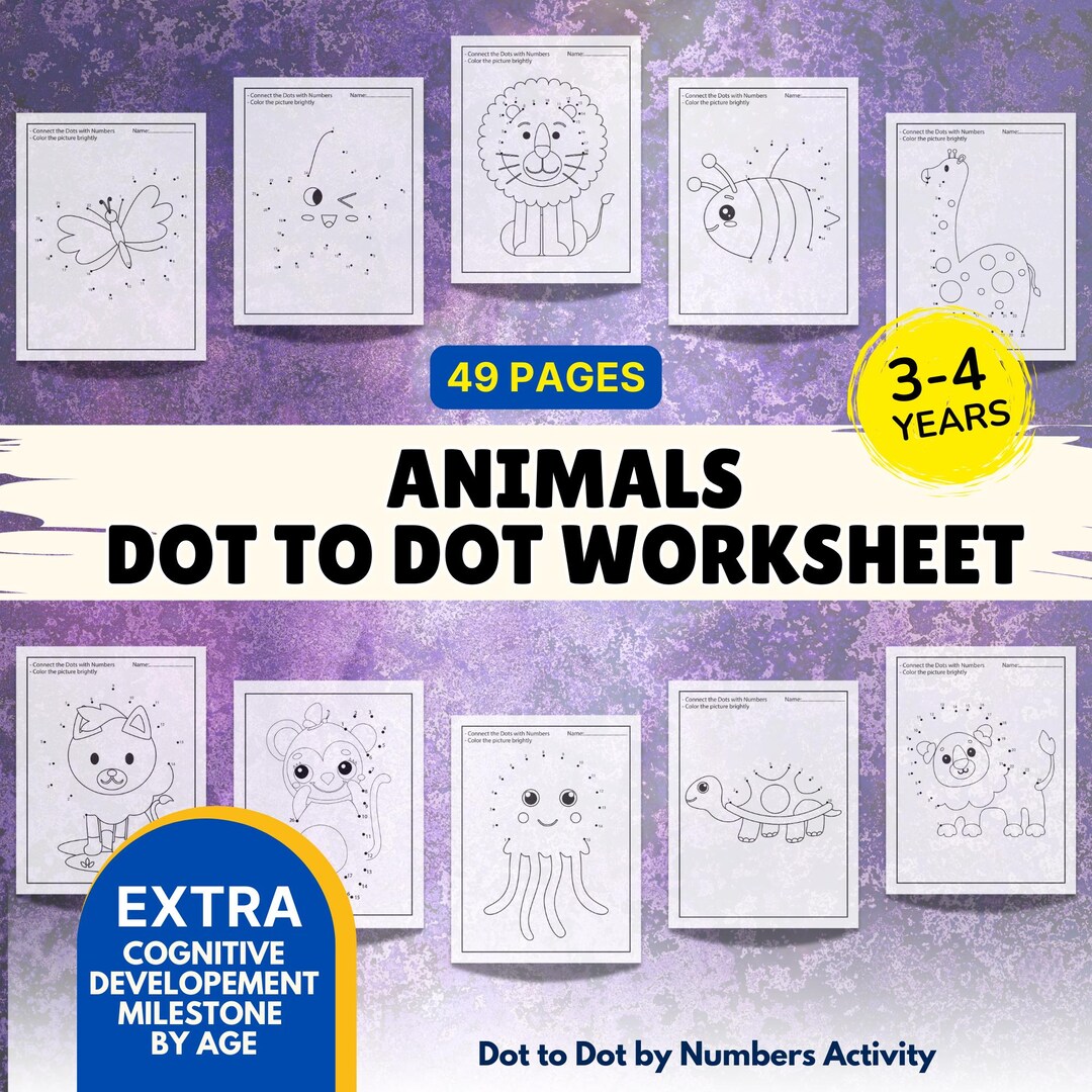 Easy Animals Dot to Dot by Numbers – 49 Fun Pages Kids Activity Book - Etsy