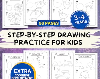 Step-by-Step Drawing Practice for Kids | Easy How to Draw Worksheets | Fruits, Vegetables, Vehicles & More