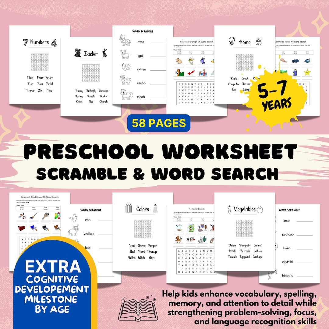 Word Scramble & Search Activity Book for Kids - Etsy