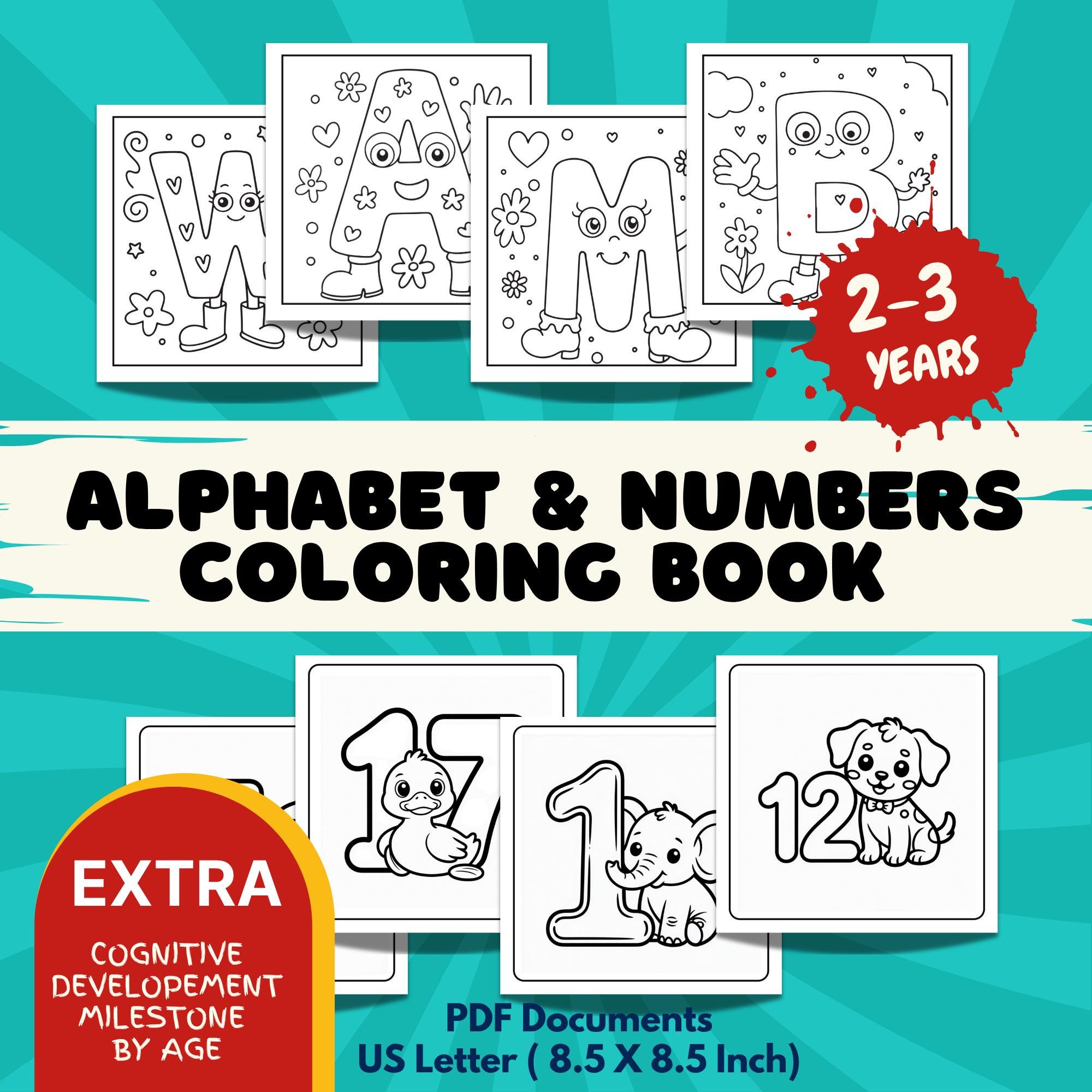 Alphabet and Number Coloring Book for Toddlers | ABC 123 Learning ...