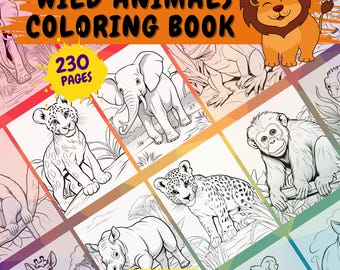 230 Pages Wild Animals Coloring Book for Kids | Safari Jungle Zoo Animals