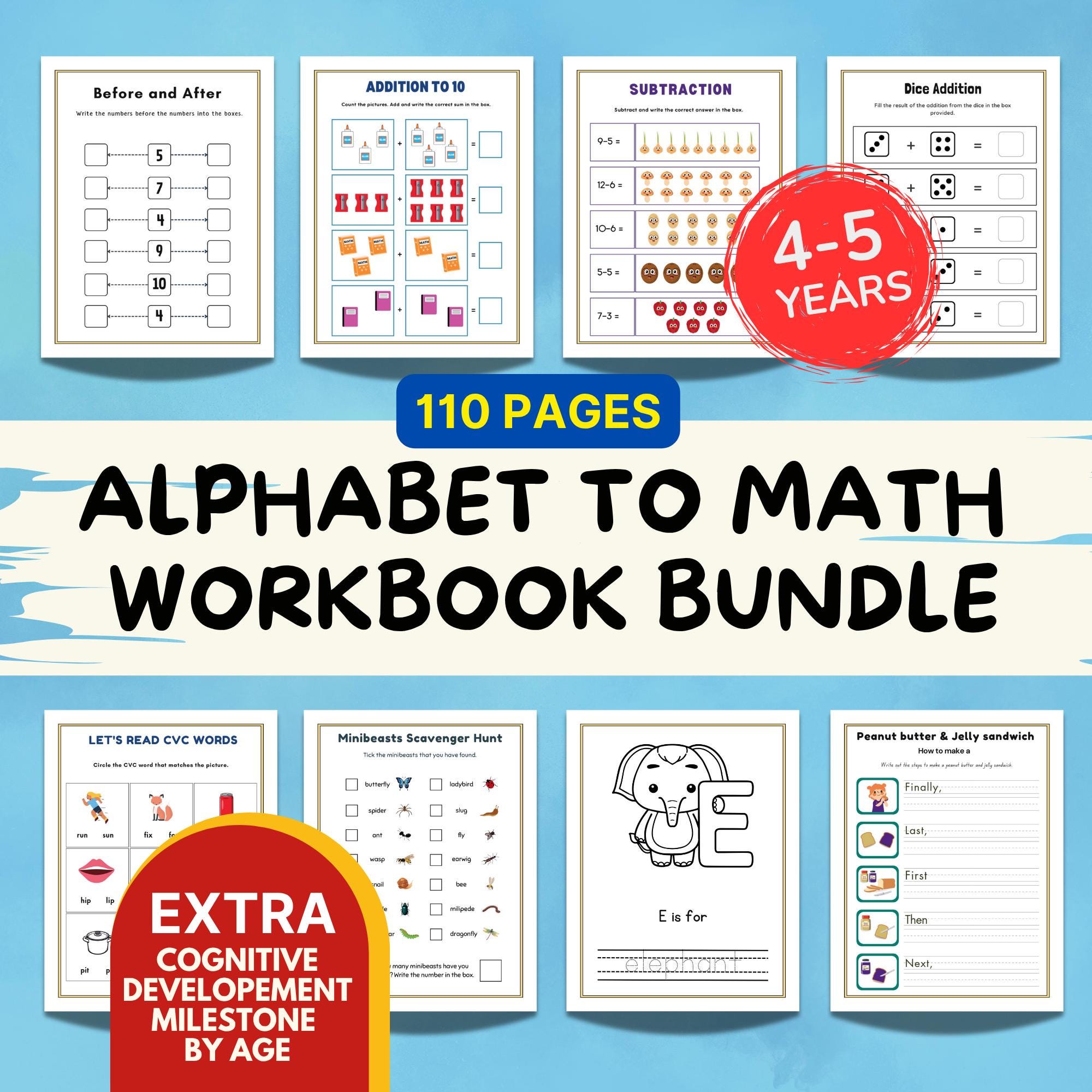 Preschool ABC & Math Workbook | Printable Learning Bundle (digital ...