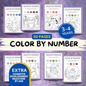 Può includere: Una collezione di libri di attività per bambini intitolati "Colora con i numeri". Ogni libro presenta un animale o una scena diversa da colorare, con numeri che indicano i colori da usare. I libri sono progettati per bambini di età 3-4 anni e contengono 50 pagine.