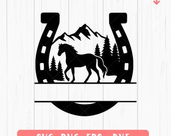 Horseshoe Monogram SVG: Rustic Horse Scene Cut File (Digital Download)