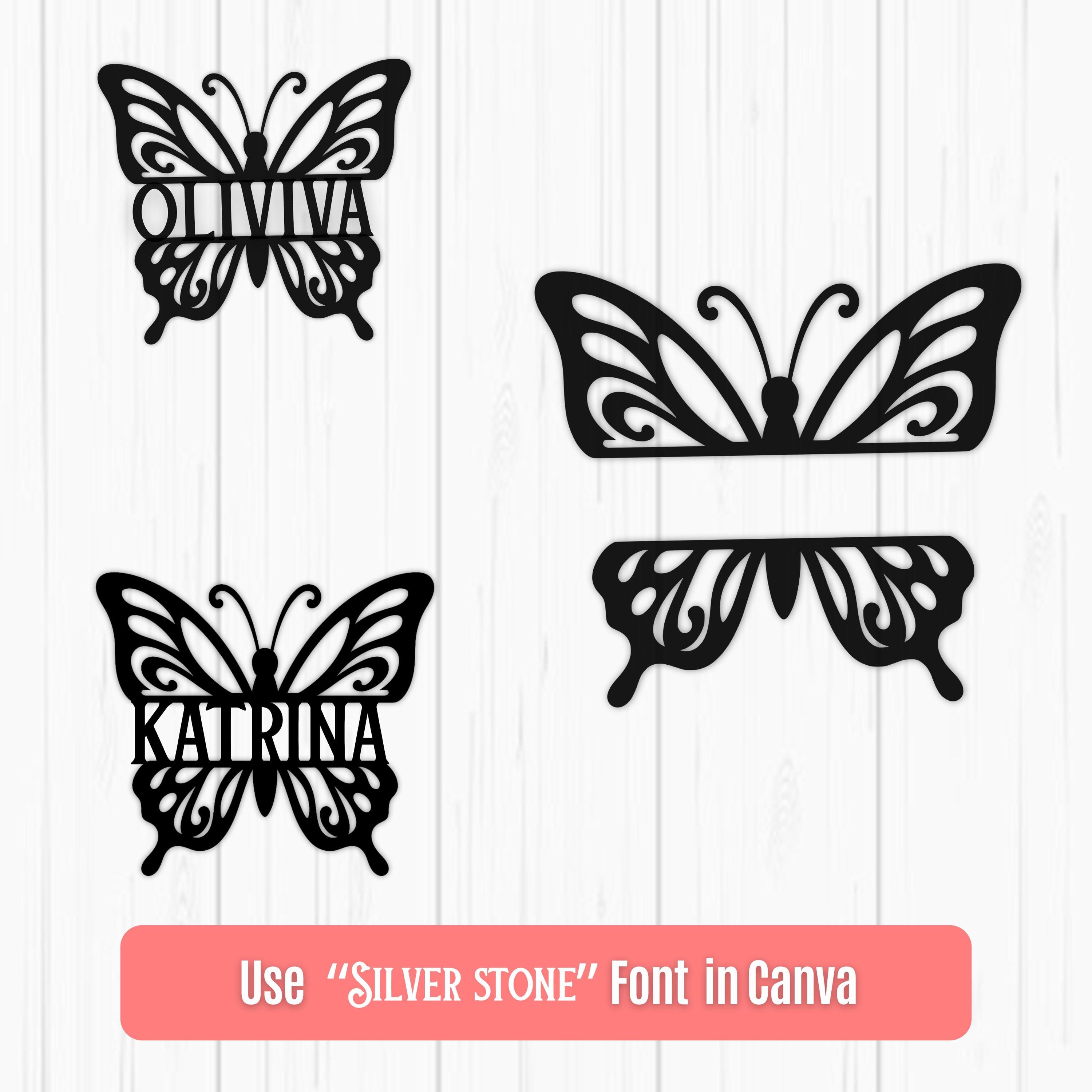 Butterfly Split Monogram SVG: Cricut & Silhouette Cut File - Etsy