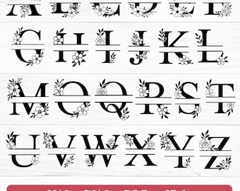 Floral Monogram SVG Bundle: Flower Letters A-Z, Cricut Cut Files (Commercial Use)