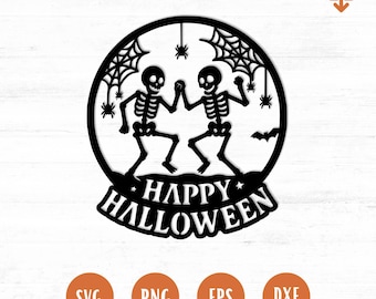 Halloween Dancing Skeleton Sign SVG: Wall, Decoration Cricut & Laser Cut File (Digital Download)