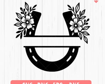 Horseshoe Monogram SVG: Split Name Cut File, St. Patrick's Day Decor