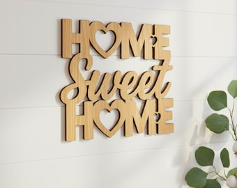 Home Sweet Home SVG: Laser Cut Wall Art Farmhouse Decor Sign DXF (Digital Download)