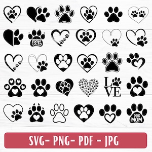 Heart Paw Print SVG Bundle: Dog Memorial Cut Files (Digital Download)