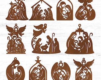 Jesus Nativity Ornament SVG Bundle – Christian Laser Cut Designs for Glowforge, Cricut (Digital Download)