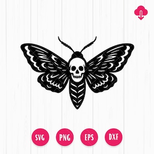 Death Head Moth Geo SVG - Deaths Head Hawkmoth Skull Moth SVG, Halloween SVG, Gothic Witchy svg Printables Clipart Vector Png Svg Eps Dxf Ps