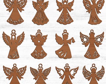Angel Christmas Ornament SVG Bundle: Laser Cut Tree Baubles (Digital Download)