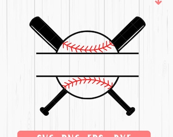 Monograma SVG de béisbol dividido: Diseño personalizado para el nombre del equipo (descarga digital)