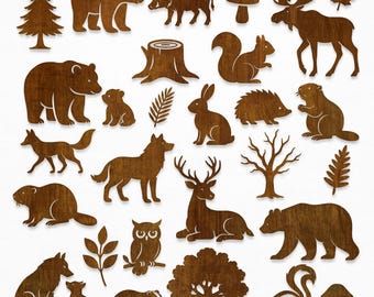 森の動物たち SVG バンドル：森のクリップアート、子供部屋の装飾（デジタルダウンロード）