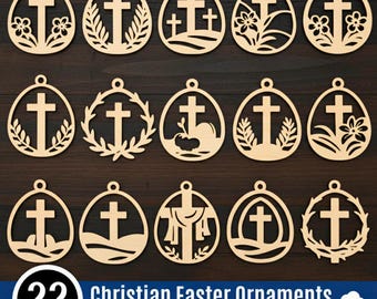 Christian Easter Ornament SVG Laser Cut Bundle: Cross Decor (Digital Download)