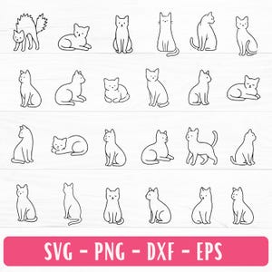 Cat Breeds Line Art SVG Bundle: Kitten Outline Drawings (Digital Download)
