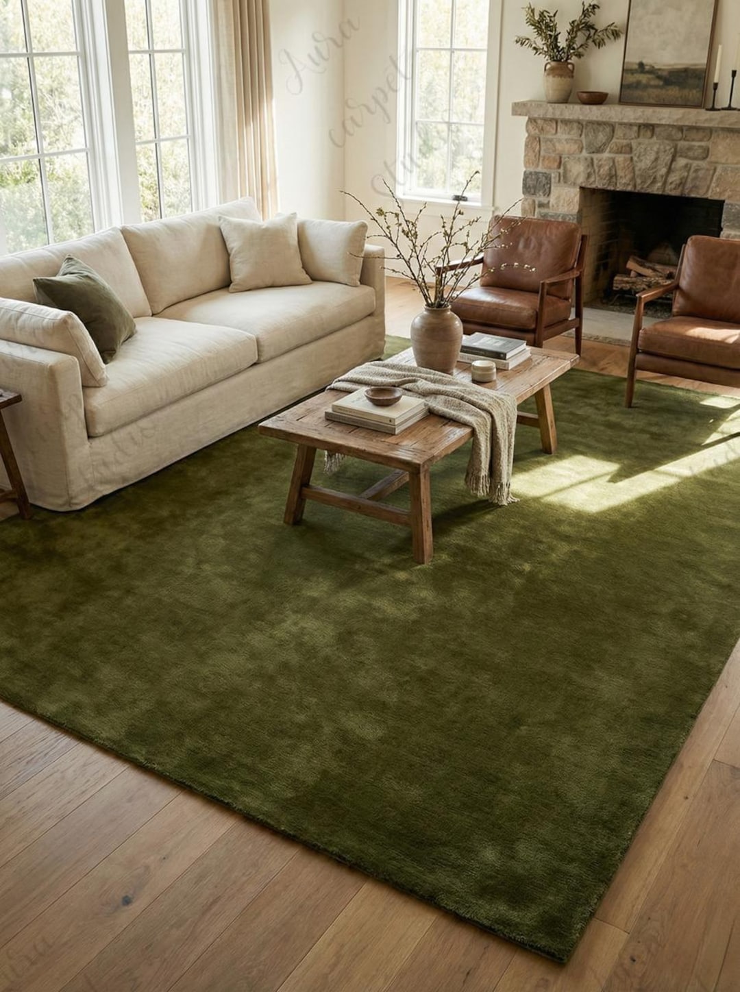 Hand-tufted Solid Olive Green Rug: Minimal Modern Wool Area Rug - Etsy