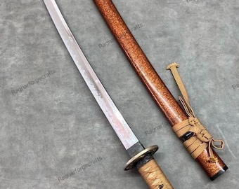 Handgemaakt samurai-katanazwaard met schede: gegraveerd mes, kendo-cadeau