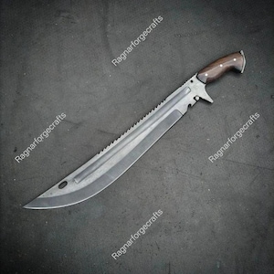 Premium Hand-Forged Machete With Leather Sheath| D2 Steel Full Tang 18 inch Machete| Camping Knife Gift For Husband Handmade Gift