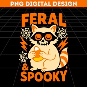 Feral Raccoon Skull PNG: Funny Spooky Halloween Design (Digital Download)