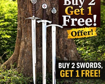 Kaufen Sie zwei, erhalten Sie eins frei, Knights Templar Schwert, echte Knights Templar Schwert, Fire Temple Skyward Schwert, Wandbehang Schwert Replik mit Scheide