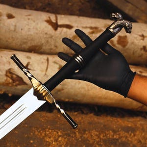 Handmade The Witcher Sword | Sword of Wild Hunt Geralt of Rivia Aerondight&#39;s Witcher Sword | Feline sword | Griffin sword | Christmas Gift