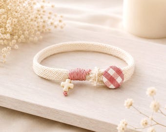 10 Greek Baptism Bracelets | Pink Christening Favor for Guests | Rosy Touch