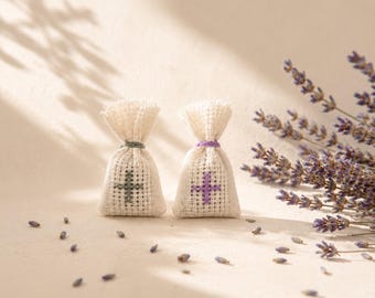 Lavender Sachet Baptism Favors | Greek Martyrika with Dried Lavender | Orthodox Christening Keepsake | Naxos