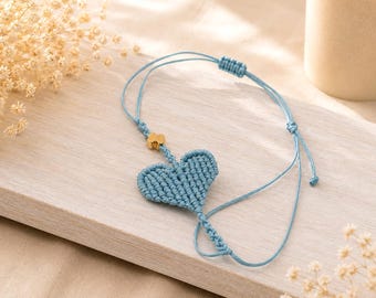 10 Macrame Heart Bracelets | Greek Christening Favor | Boho Martyrika | Tiny Heart Wish