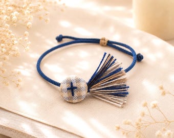 10 Boy Baptism Martyrika Bracelet, Greek Orthodox Baptism Favor, Christening Witness Martirika, Kyma