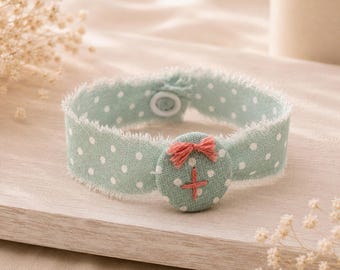 Mint Baptism Martyrika Favors | Embroidered Cross Baptism Favor | Greek Orthodox Christening Bracelet | Polka Wish